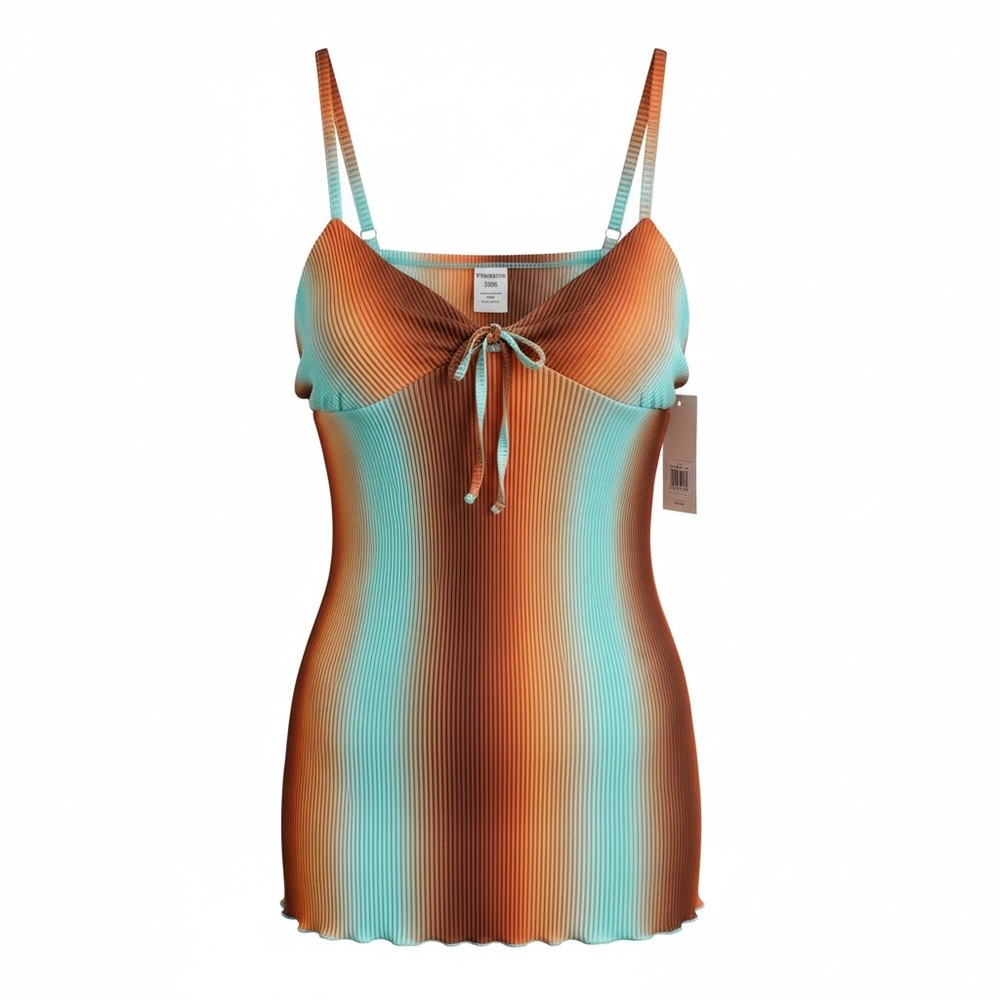 No Boundaries Brown and Blue Textured Top Size L